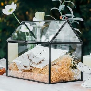 Glass Wedding Card Box with Black Trim